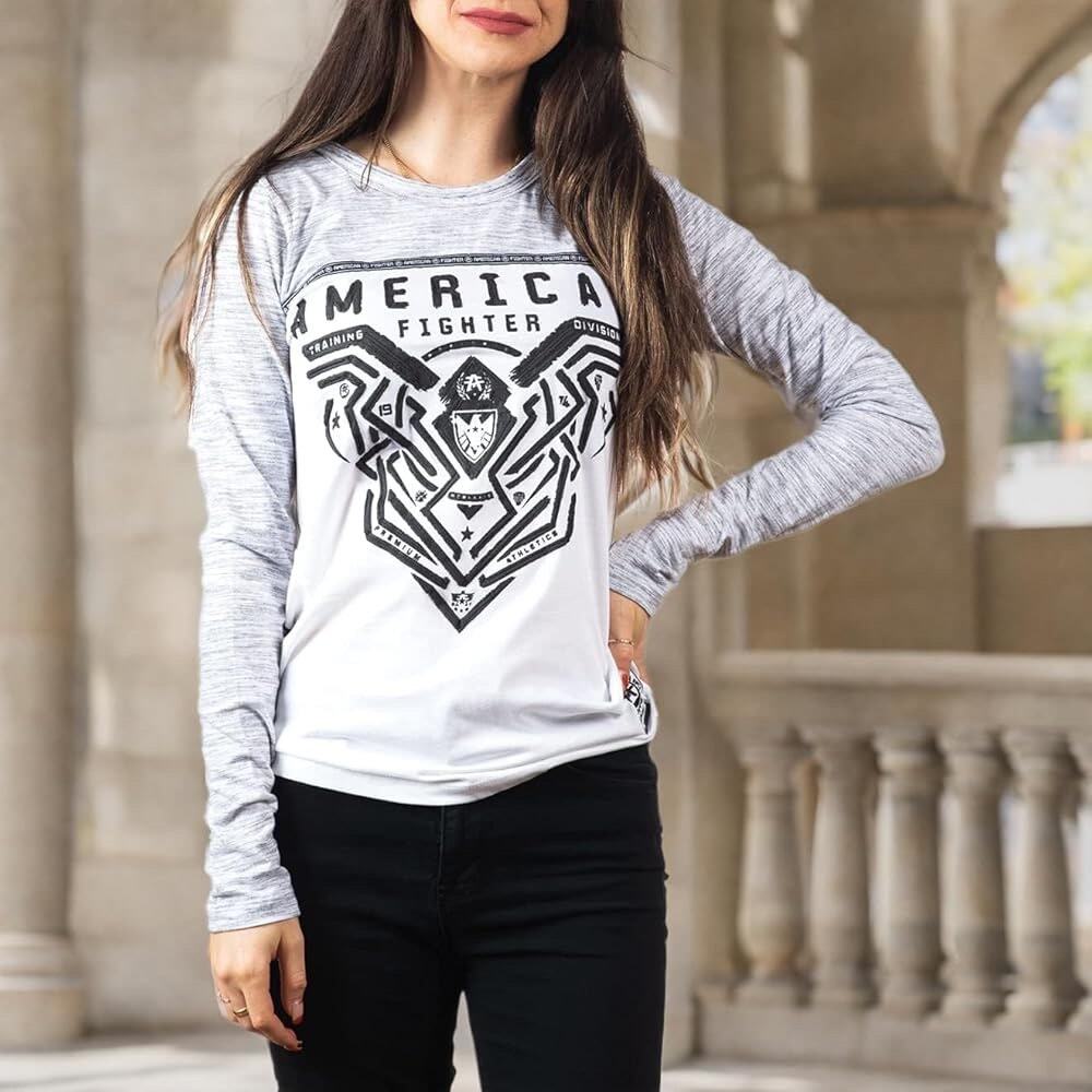 American Fighter Womens Graphic Long Sleeve T-Shirt‎ Size XL Slim Fit Streetwear